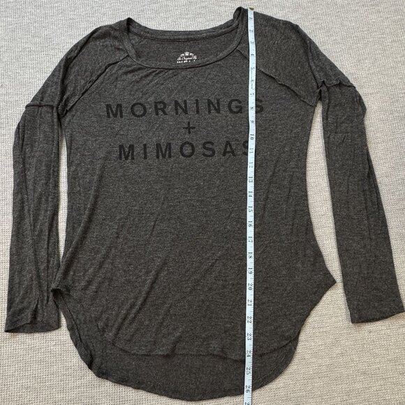 Mornings + Mimosas Graphic Long Sleeve Top Well Worn Los Angeles Dark Gray Sz XS - Picture 9 of 11